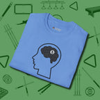 Eight Ball Brain T-Shirt, folded view, in Carolina Blue smart enough for the felt and the street