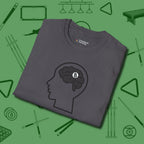 Eight Ball Brain T-Shirt, folded view, in Charcoal smart apparel for strategic players