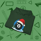 Eight Ball Christmas Hoodie, folded view, in Forest Green like your stroke — smooth and deliberate
