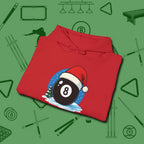 Eight Ball Christmas Hoodie, folded view, in Red because the table is your battlefield