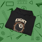 Eight Ball Classic Hoodie, folded view, in Black strike fear with swagger and precision