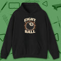 Eight Ball Classic Hoodie, in Black color, billiards hoodie, front view