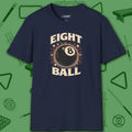 Eight Ball Classic T-Shirt, in Navy color, billiards shirt, front view