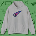 Eight Ball Comet Hoodie, front view, in Sport Grey designed for dead stroke and deadpan looks