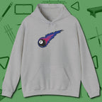 Eight Ball Comet Hoodie, front view, in Sport Grey designed for dead stroke and deadpan looks