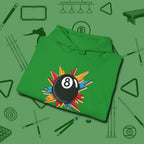 Eight Ball Excitement Hoodie, folded view, in Irish Green table-tested, street-approved style