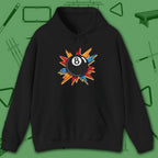 Eight Ball Excitement Hoodie, in Black color, billiards hoodie, front view