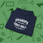 Eight Ball Grandpa Hoodie, folded view, in Navy play in style, win in silence