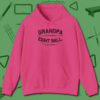Eight Ball Grandpa Hoodie, front view, in Heliconia cue up respect every time you wear it