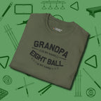 Eight Ball Grandpa T-Shirt, folded view, in Military Green what champions wear between racks