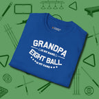 Eight Ball Grandpa T-Shirt, folded view, in Royal smart apparel for strategic players