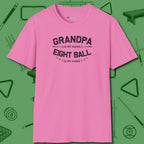 Eight Ball Grandpa T-Shirt, front view, in Azalea ideal for clean hits and clean fits
