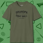 Eight Ball Grandpa T-Shirt, front view, in Military Green what the real shooters wear