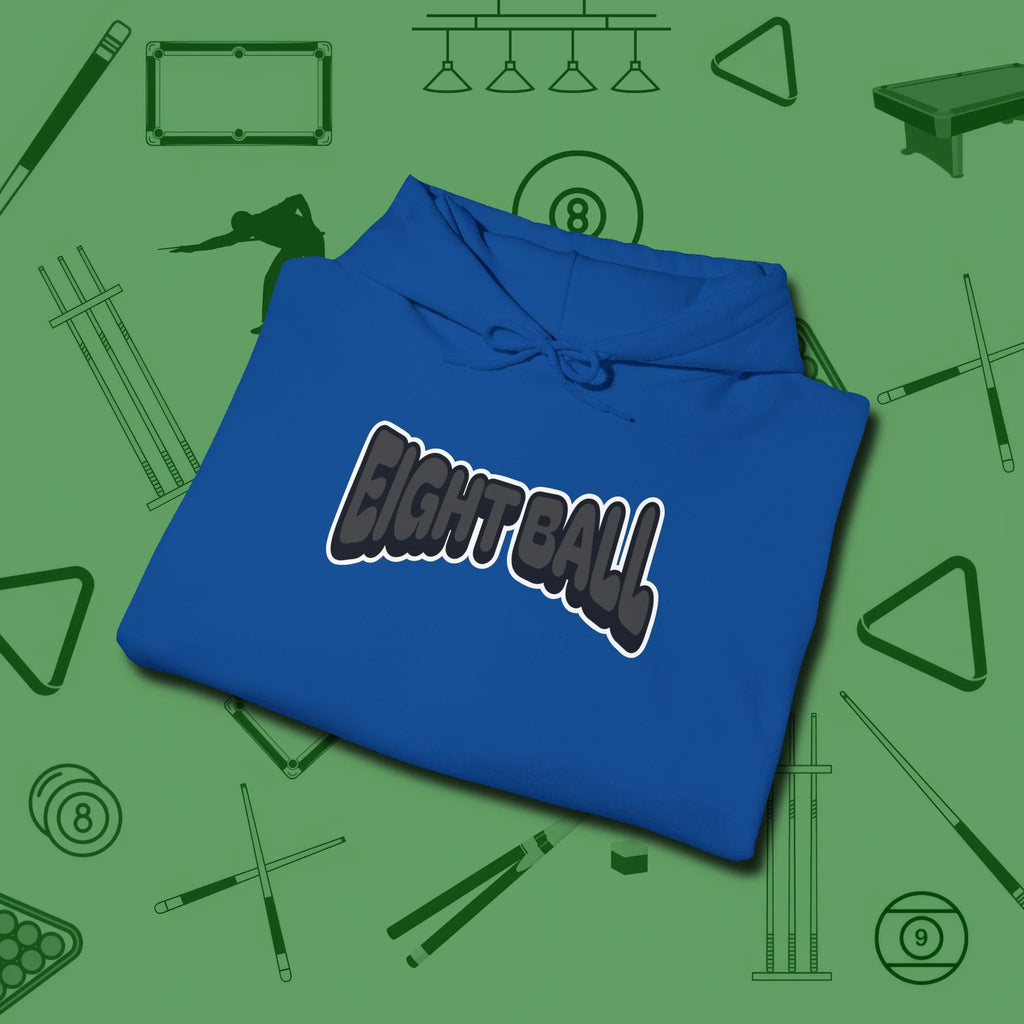 Eight Ball Letters Hoodie, folded view, in Royal your secret weapon off the table
