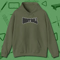 Eight Ball Letters Hoodie, front view, in Military Green for shooters who dress like they play: sharp