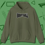 Eight Ball Letters Hoodie, front view, in Military Green for shooters who dress like they play: sharp