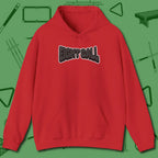 Eight Ball Letters Hoodie, front view, in Red fashion with break-and-run energy