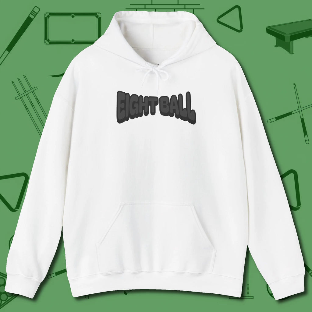 Eight Ball Letters Hoodie, front view, in White your secret weapon off the table