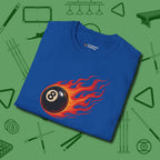 Eight Ball Inferno T-Shirt, folded view, in Royal put your best game on display