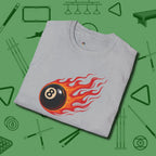 Eight Ball Inferno T-Shirt, folded view, in Sport Grey not your average 8-ball graphic tee