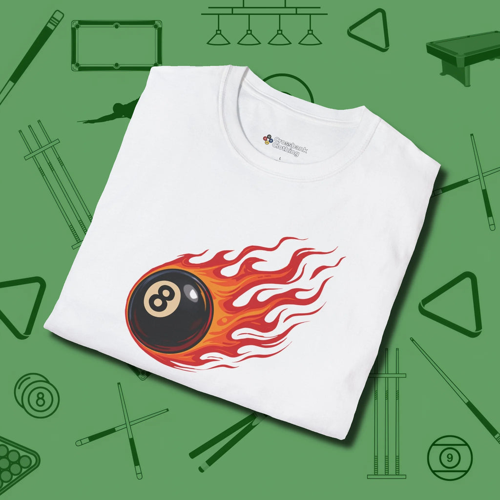 Eight Ball Inferno T-Shirt, folded view, in White put your best game on display