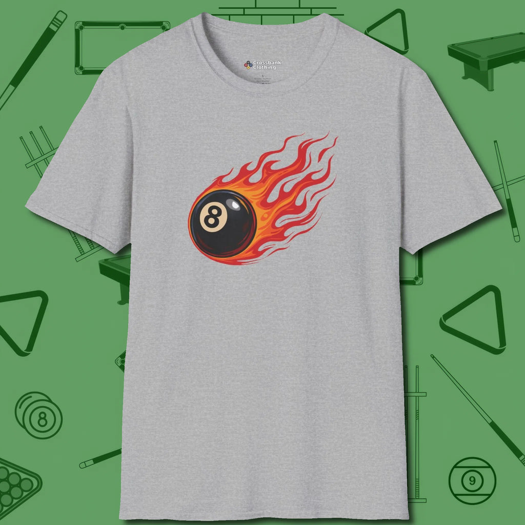Eight Ball Inferno T-Shirt, front view, in Sport Grey for players who live the game