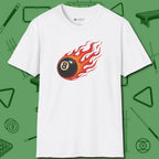 Eight Ball Inferno T-Shirt, front view, in White ideal for clean hits and clean fits