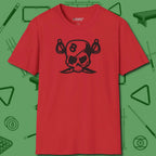 Eight Ball Pirate Skull T-Shirt, front view, in Red what champions wear between racks
