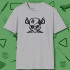 Eight Ball Pirate Skull T-Shirt, front view, in Sport Grey for players who live the game