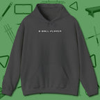 8 Ball Hoodie, front view, in Dark Heather cue sports swagger done right