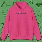8 Ball Hoodie, front view, in Heliconia stitched for cue discipline and cool confidence