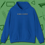 8 Ball Hoodie, front view, in Royal subtle drip for serious shooters