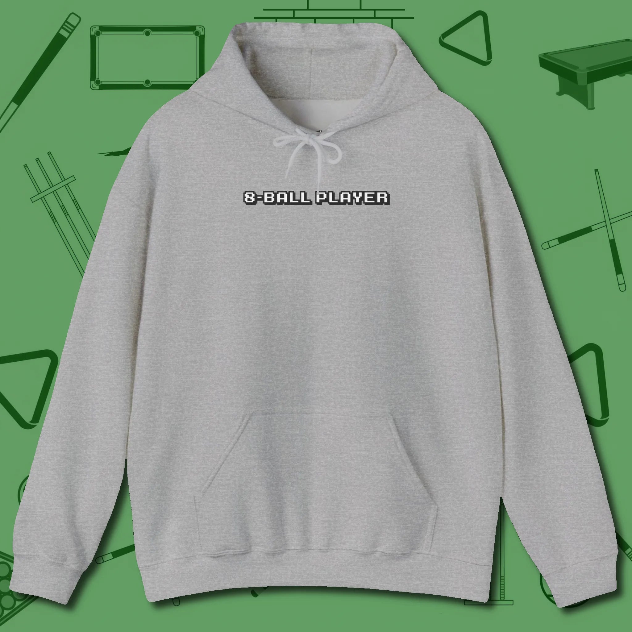 8 Ball Hoodie, front view, in Sport Grey from chalk to clutch, look the part