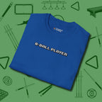 8 Ball T-Shirt, folded view, in Royal designed for dead stroke and deadpan looks