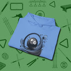 Eight Ball Ribbons & Stars Hoodie, folded view, in Carolina Blue ideal for clean hits and clean fits