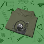 Eight Ball Ribbons & Stars Hoodie, folded view, in Military Green strike fear with swagger and precision