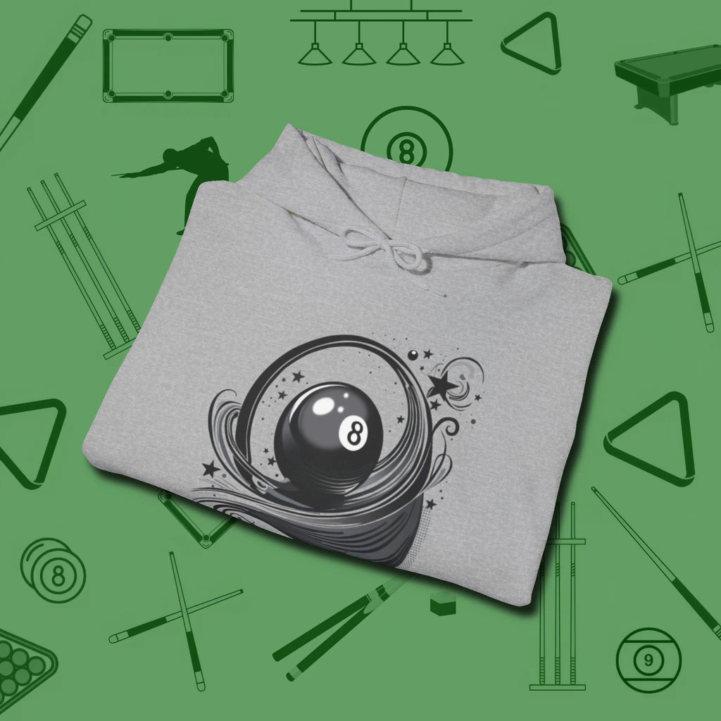 Eight Ball Ribbons & Stars Hoodie, folded view, in Sport Grey smart enough for the felt and the street