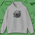 Eight Ball Ribbons & Stars Hoodie, in Sport Grey color, billiards hoodie, front view