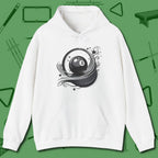 Eight Ball Ribbons & Stars Hoodie, front view, in White confidence stitched in every seam