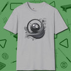 Eight Ball Ribbons & Stars T-Shirt, front view, in Sport Grey look good while calling your pocket