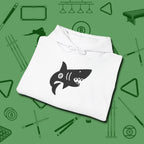 Eight Ball Shark Hoodie, folded view, in White where style and cue discipline collide