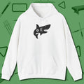 Eight Ball Shark Hoodie, front view, in White like your stroke — smooth and deliberate