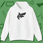 Eight Ball Shark Hoodie, front view, in White like your stroke — smooth and deliberate