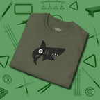 Eight Ball Shark T-Shirt, folded view, in Military Green cue sports swagger done right