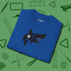Eight Ball Shark T-Shirt, folded view, in Royal because you don’t just play — you represent