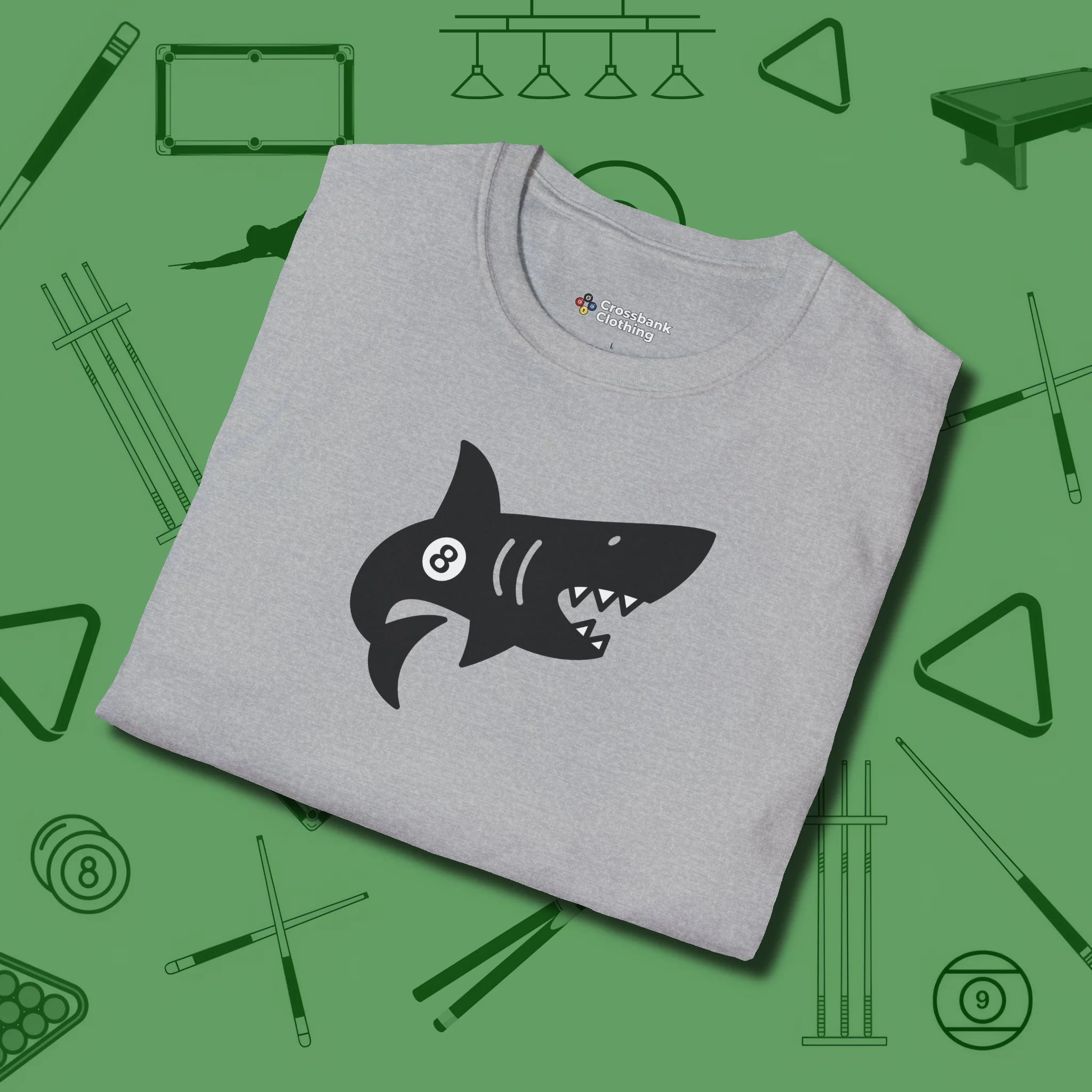 Eight Ball Shark T-Shirt, folded view, in Sport Grey a clean fit for the dirtiest safeties