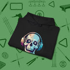 Eight Ball Skull Hoodie, folded view, in Black attitude built for the long haul