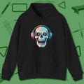 Eight Ball Skull Hoodie, front view, in Black precise, confident, always in control