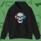 Eight Ball Skull Hoodie, front view, in Black precise, confident, always in control