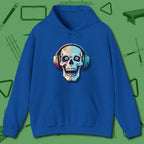 Eight Ball Skull Hoodie, front view, in Royal smart enough for the felt and the street